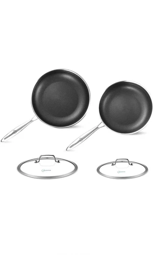 LOLYKITCH 10-12 Inch Hybrid Tri-Ply Stainless Steel Nonstick Chef'S Frying Pan S