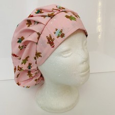 surgical/medical cap, bouffant wt/ cord lock -Teddy Bears christmas