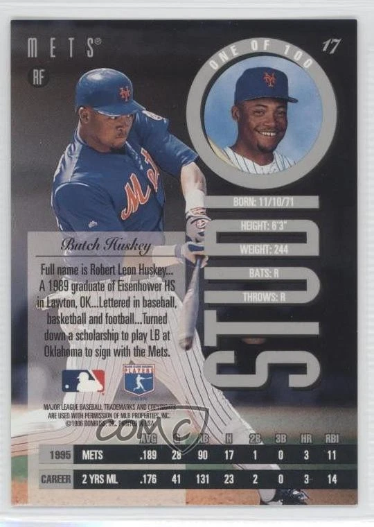 1996 Leaf Studio Silver Press Proof /100 Butch Huskey #17 - Image 2 of 2