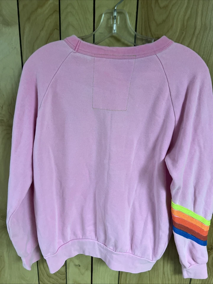 Sudadera Aviator Nation Bolt Stitch Chevron para mujer XS \ rosa neón arco iris Foto 3 de 3