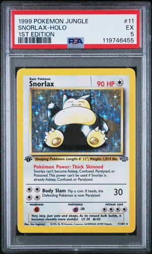 Snorlax (1st Edition) graded PSA 5 for sale on eBay