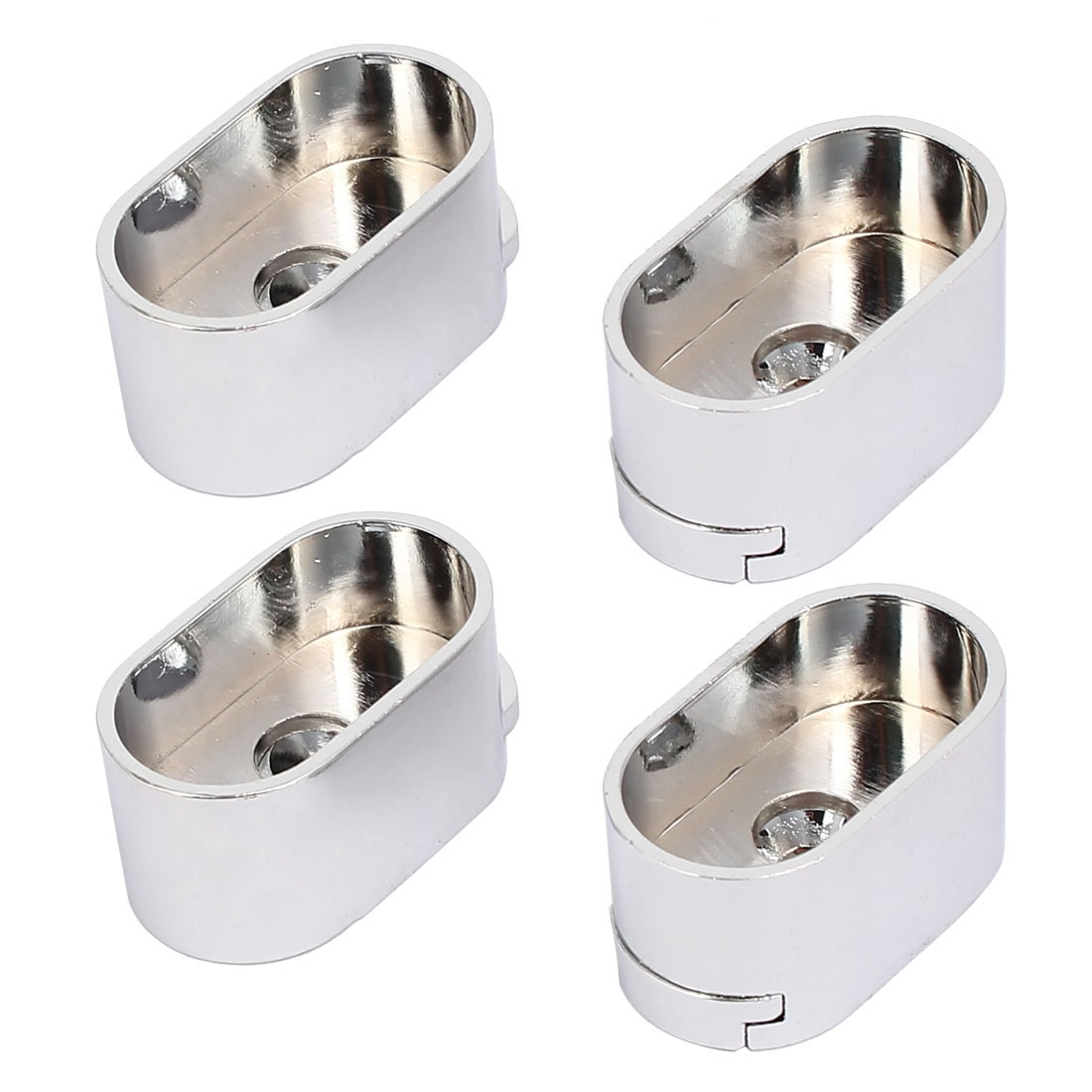 Wardrobe Closet Oval Shaped Rod Rail End Flange Supports Holder 33x19x17mm 4pcs-image