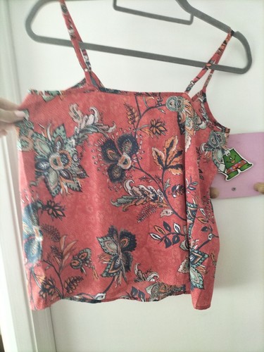 Hollister Floral Patterned Red Adjustable Strap Vest Top Size Small - Picture 3 of 4