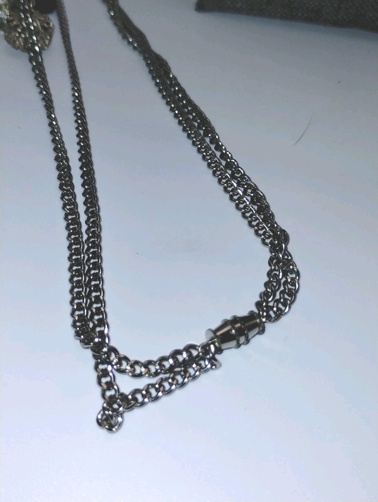 Abalone Shell Multicolor Silvertone Necklace Doub… - image 9