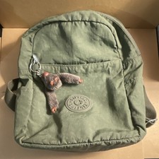Kipling Green Mini Backpack Zip Silver Hardwa...