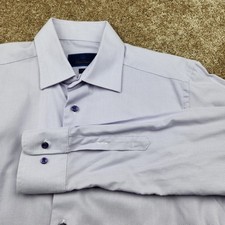 David Donahue Mens Trim Fit Dress Shirt 16 36/37 Purple Micro Pattern Cotton