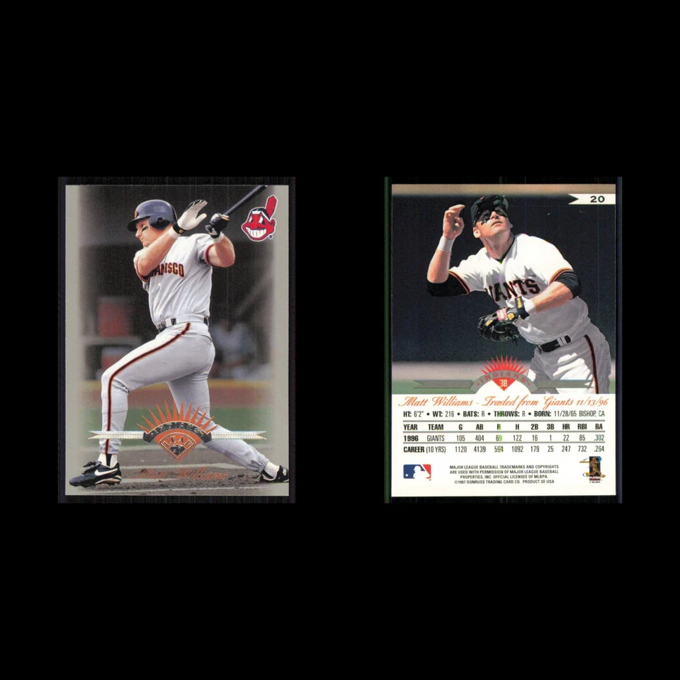 Matt Williams #20 1997 Leaf Cleveland Indians Baseball Card MLB NM - Image 3 of 3