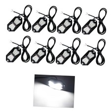 Led Rock Lights White 8 Pods 18LEDs 210 Degree Wide Angle IP68 Waterproof