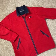 Maine New England Red Fleece Jacket Zip Up Jacket With Navy Trim Size 16
