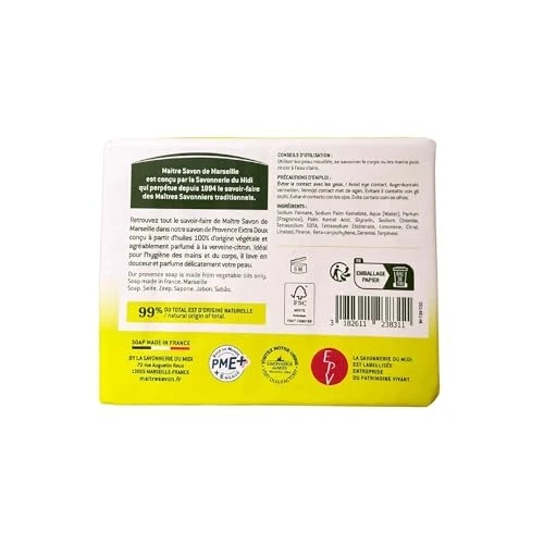 Maître Savon de Marseille - Savon de Provence Verveine-Citron – Extra Doux – ... - Photo 4/4
