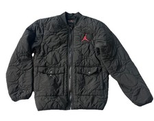 Air Jordan Jacket Youth Medium Black Quilted Puffer Full Zip Pockets 10-12 Yrs