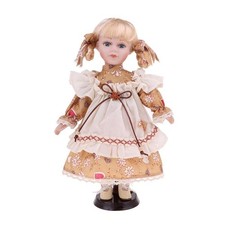 30cm schöne Porzellan Mädchen Puppe Menschen Figur mit gelben Kleidung Set