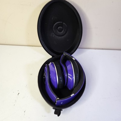 Beats by Dr Dre Monster Studio Headphones Purple Working w/ Case and Cord *Read*