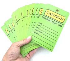 *Lot of 30* Lockout Tags "CAUTION - Information Tag" Green 6" x 3.5" NEW