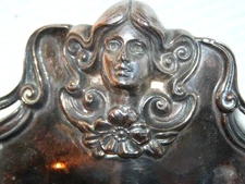 Antique Ornate  Silver Plated Tray  Art Nouveau Woman & Flowers Mappin & Webb