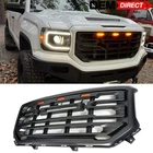 Fits 16-19 GMC Sierra 1500 Bumper Grille Grill Kit W/ Light - Matte Black ABS