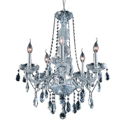 Elegant 7955 Verona 5 Light 21'' Royal Cut Chandelier, Chrome/Clear - 7955D21C-RC