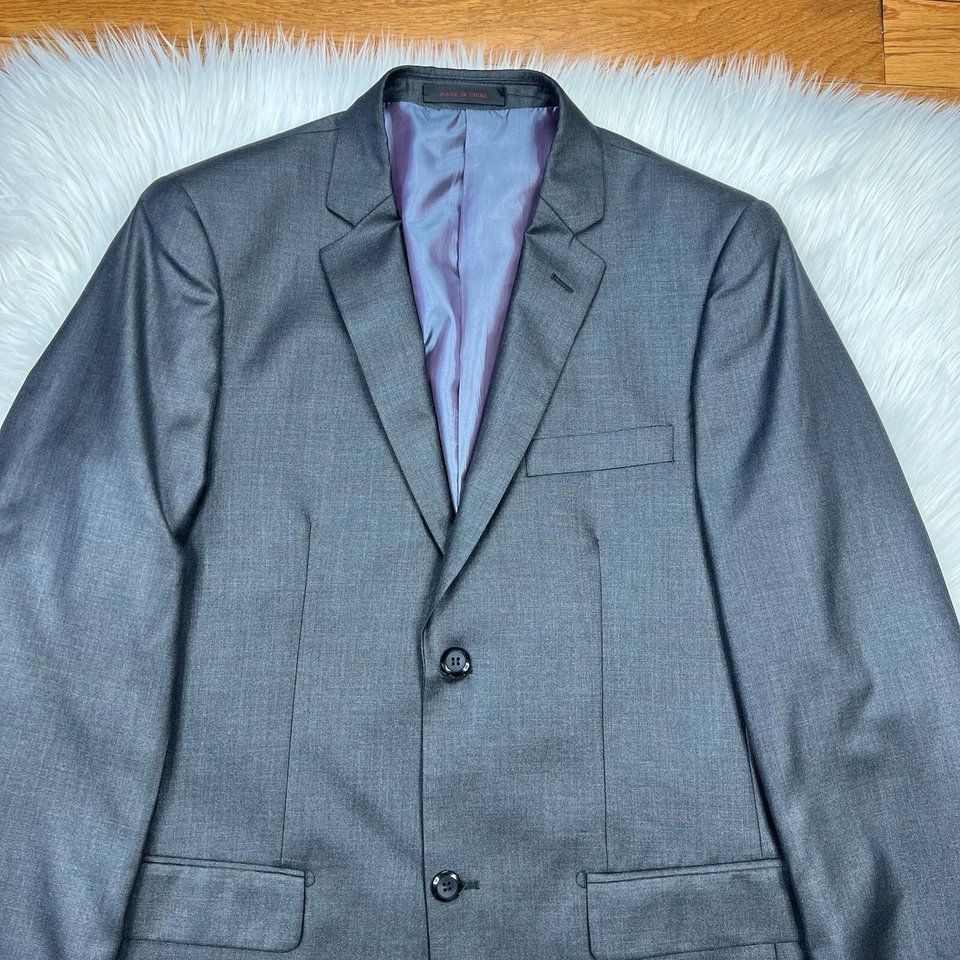 Vitali Men 3PC Suit 38R Pants 32x30 Vest Charcoal Sheen Soft Fabric Unhemmed - Image 4 of 4