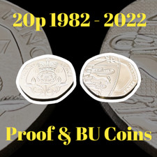 Royal Mint PROOF & BU 20p Twenty Pence Coins 1982-2022 Coin Hunt - Select Year