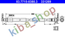 RIGHT OR LEFT BRAKE PIPE/HOSE FLEXIBLE FRONT L/R LENGTH 380MM M10X1/M10X1 FITS