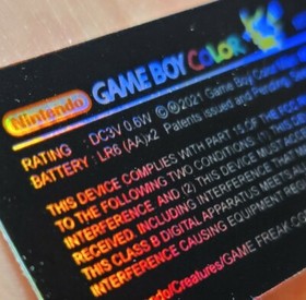 1 Game Boy Color ** CGB-001 ** HOLO Special Pikachu Edition POKEMON *LABEL ONLY*