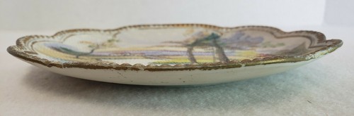 Japanische handbemalte Wandteppichplatte 7,5 Country Szene gold bemalt signiert - Bild 9 von 11