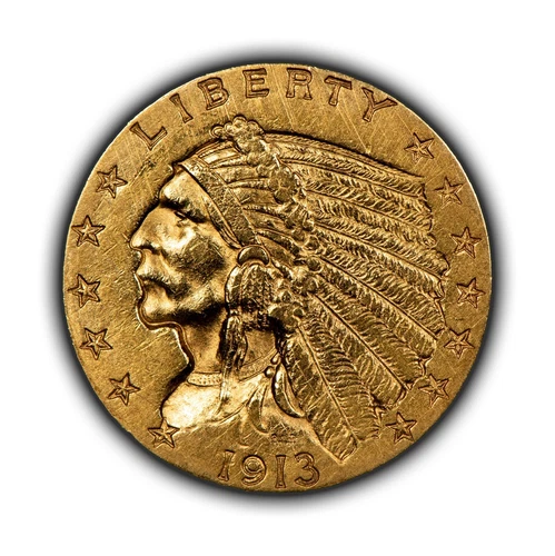 1913 G$2.50 Indian Head Gold Quarter Eagle - Luster - AU Detail - SKU-G4773
