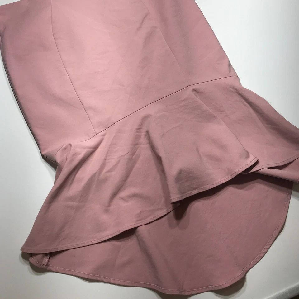 New York & Company Light Pink Long Fishtail Asymmetrical Occasions Skirt Sz 12 - Image 2 of 4
