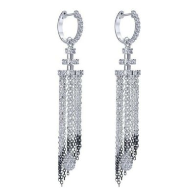 Awesome Chandelier Fashion Women's Earrings With White Sapphire & 935 Silver