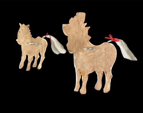Wood Folk Art Handmade Yard Ornament Wall Plaque Painted Farmer Horse Bunny Lot - Picture 6 of 10
