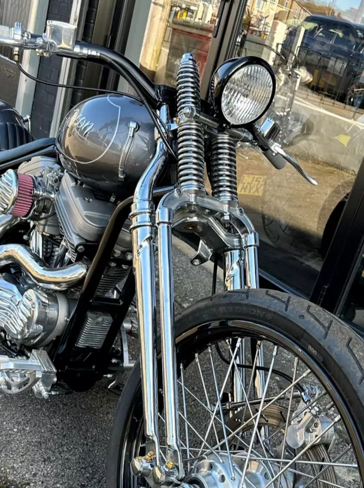 heroína obvio Silicio Horquillas Springer antiguas vintage para Harley Bobber Chopper cromadas  puerto grande 20" | eBay