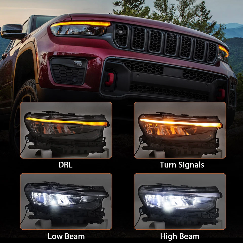 For Jeep Grand Cherokee 2021-2024 Full LED DRL Headlight w/ Module Passenger RH Foto 4 de 4