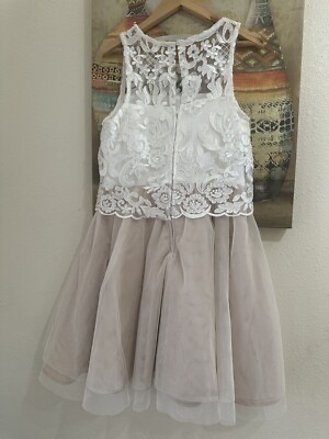 Rare Editions Sunday Best girls Dress White Top Beige Net Skirt Dress Size  8 | eBay