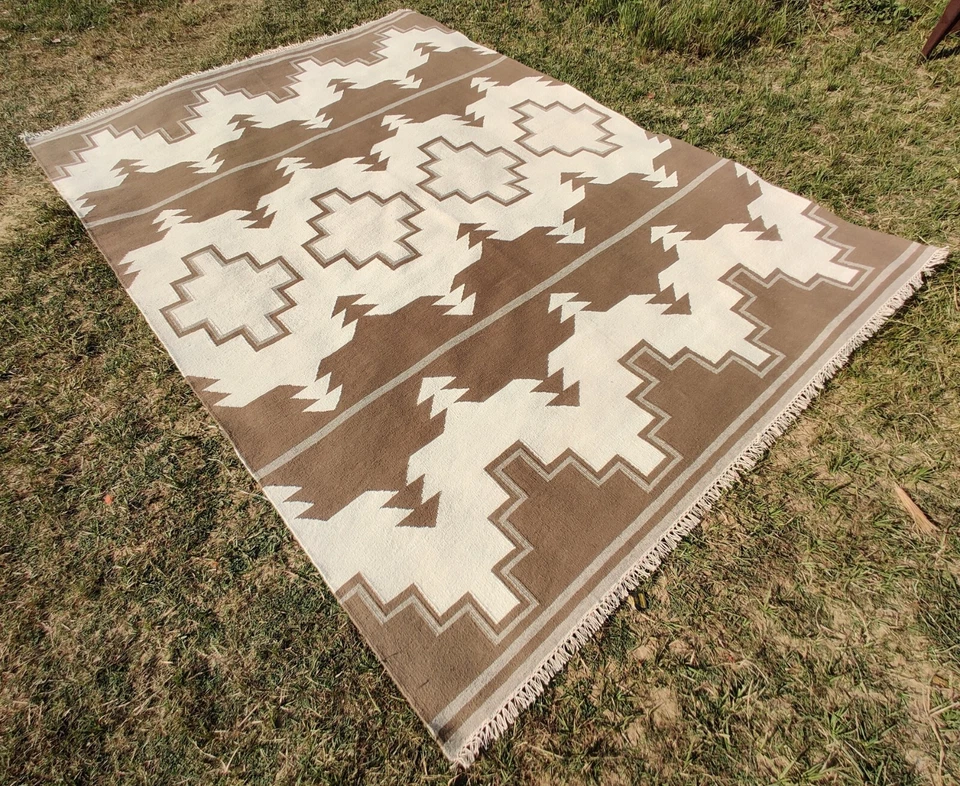 5x8 Wool Navajo Rug Southwest Style Area Rug Native American Rug Zapotec Rug - Image 4 of 4