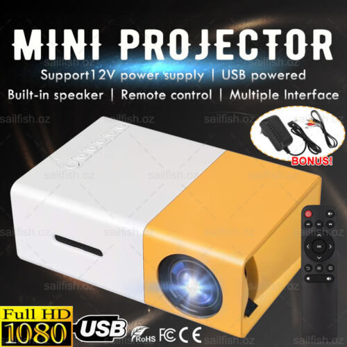 Mini Projector HDMI USB LED HD 1080P Home Cinema Portable Pocket Projector Party - Picture 1 of 22