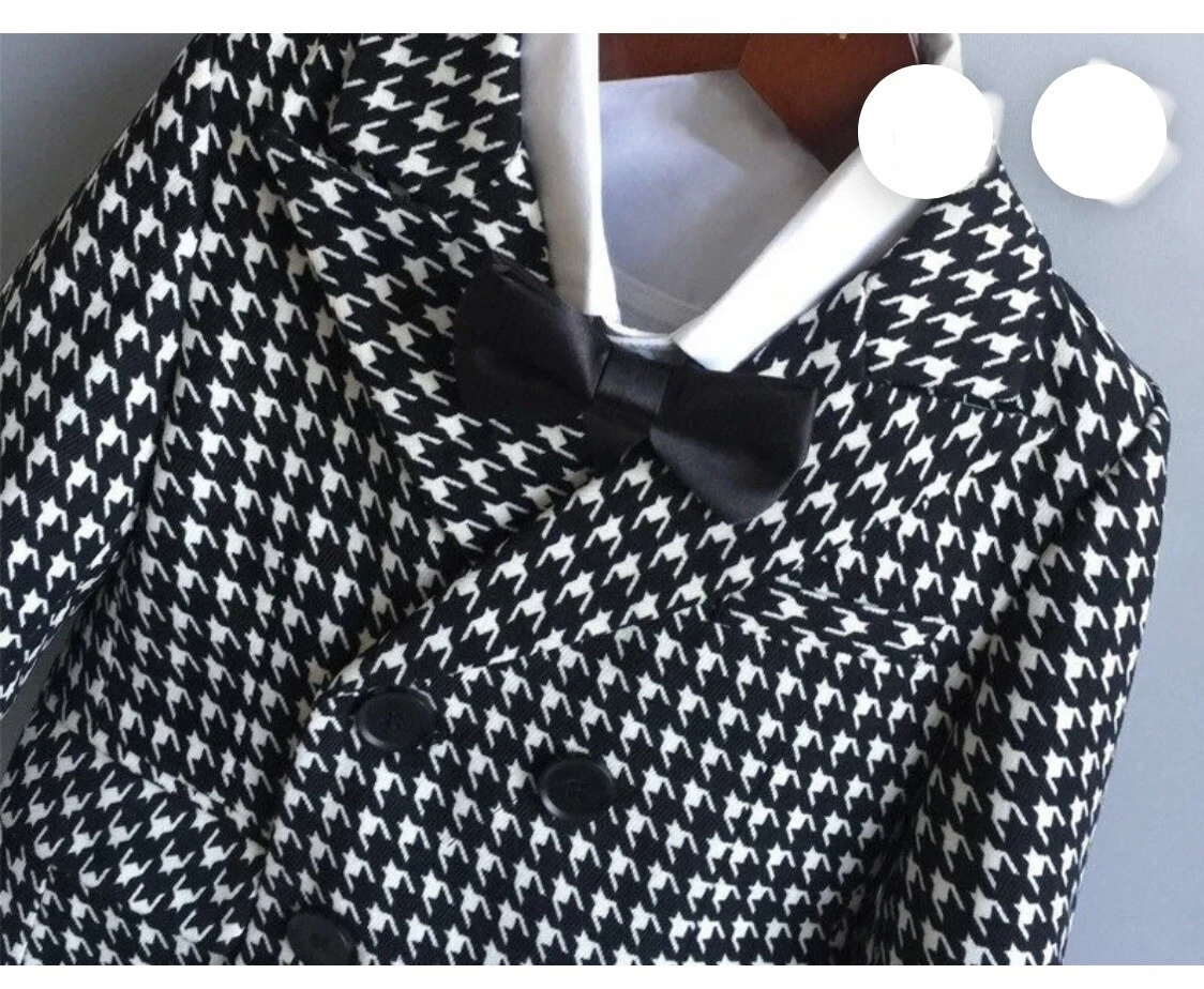 Boys Suit Toddler Christmas Houndstooth Formal Set size 80cm 12 18