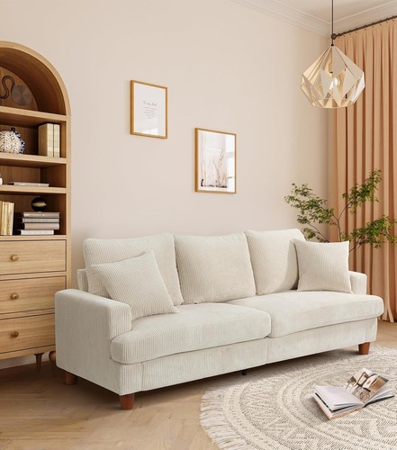 3-Sitzer Sofa Polstersofa aus Cordstoff mit Abnehmbare Kissen und Rückenlehnen - Bild 29 von 44