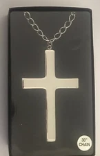 Silvertone 5" Cross on a  30" Chain JPI Necklace Costume Accessory