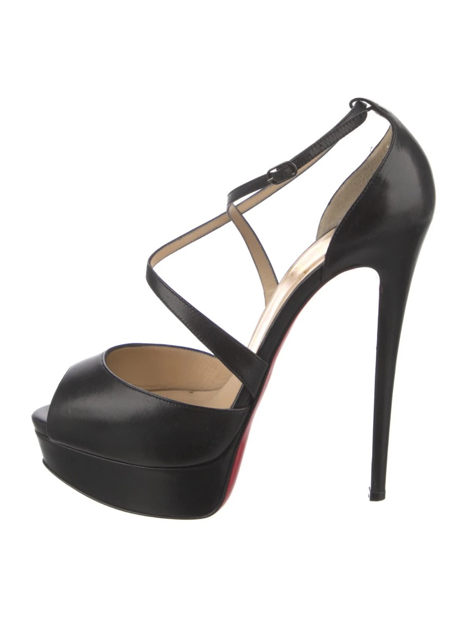 CHRISTIAN LOUBOUTIN Black Cross Me 150 Leather Pumps Size 39 IT 39