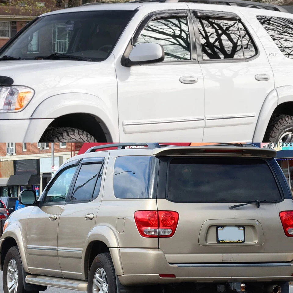 Fit 2001-2007 Toyota Sequoia Window Visors Sun Vent Shade Rain Wind Guards Smoke - Image 2 of 4