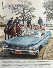 1960 Buick Le Sabre Convertible Automobile Police Horses GM Turbine VTG Print Ad