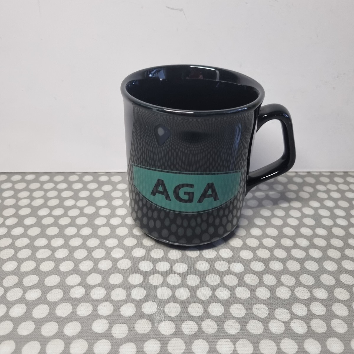 Black Ceramic Mug For "AGA" By Tams England