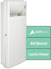 AdirHome Built-In Wall Laundry Room Hamper 38.19" Steel Rectangle White w/ Lid