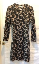 Loft - Black & Tan Leaf Motiff Sweater Dress, Petite Md, Worn Once