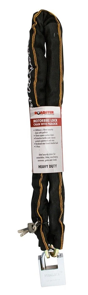 HEAVY DUTY STRONG MOTORCYCLE MOTORBIKE BIKE SECURITY CHAIN AND PADLOCK LOCK - Image 4 of 4