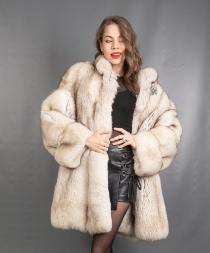 6467 GLAMOURÖSER ECHTER BLAUFUCHS MANTEL LUXUS PELZ JACKE PELZ SCHÖNE OPTIK GR M - Bild 11 von 19