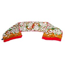 Silk Scarf HONEY Made In Japan Rectangle 10" x 50" Red White Flowers Floral