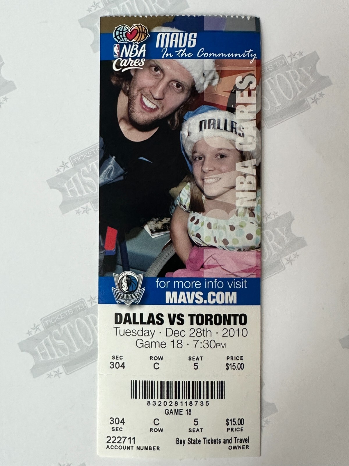 2010 Toronto Raptors at Dallas Mavericks Ticket 12/28/10 eBay