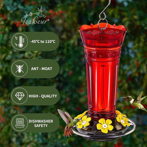 Hummingbird Feeder for Outdoors Hanging, 18 OZ Humming Birds Feeders - Picture 11 of 15