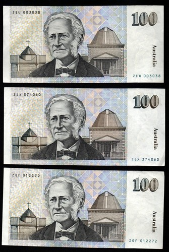 Australian Banknotes 3 x $100 FACE VALUE - Picture 2 of 3